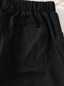 SHEIN Young Girl Chiffon Butterfly Pattern Loose Casual Pants - Black - View 3