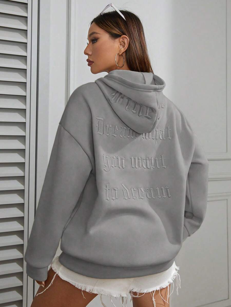 SHEIN Unity Gothic Letter 3D Embroidered Long Sweatshirt,Long Sleeve Tops,Graduation,Teacher,Back To School Pullover Fall - Rust Brown - View 1