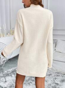 Chiquease Áo len dài tay cổ tròn màu mơ dành cho nữ, áo len chui đầu mùa thu đông. - Màu be - Xem 2