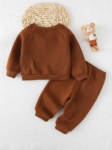 Cozy Pixies 2 pezzi Set neonato con felpa con cappuccio manica lunga con stampa orsetto cartoni animati e pantaloni con vita elastica e caviglie