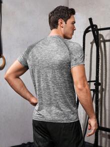Gym Rark Boyfriend Style Men's Letter Printed Round Neck Raglan Sleeve Short Sleeve Casual Gym Sports T-Shirt - Dark Grey - View 2