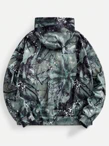 Manfinity VCAY Men's Loose Fit Digital Print Long Sleeve Hooded Sweater - Green - View 2