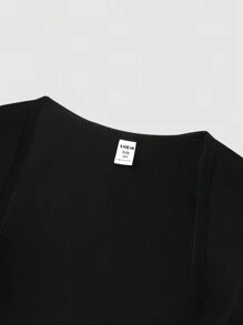 Tween Girl Solid Cami Dress & Super Crop Top - Black - View 6