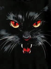 Manfinity LEGND Áo hoodie lót nhiệt in hình chân dung động vật phong cách đường phố thời trang cho nam - trắng - Xem 2