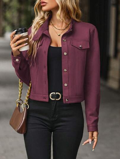 EMERY ROSE Chaqueta informal de manga larga con botones y unicolor para mujer