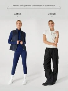 GLOWMODE الصدرية مع جيوب جانبية التي تتميز بقماش مصنوع من اللباد القطبي الناعم والمرن والدافئ والرفيع مع فيت ضيق للاستخدام اليومي غير الرسمي في فصلي الخريف والشتاء - أبيض - مشاهدة 2