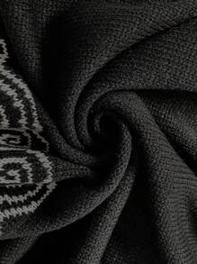 Chiquease Maglietta casual in maglia con maniche lunghe, collo tondo retrò e stampa, modello ampio