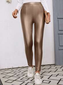 EMERY ROSE Quần legging cạp chun màu trơn cho nữ - màu đen - Xem 4