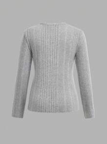 SHEIN Girlism 买 1 送 2 青少年女孩休闲纯色针织圆领长袖上衣 - 彩色 - 查看 6