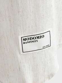 Manfinity VCAY 2 件男士修身休闲翻领长袖编织衬衫套装，秋季 - 杏色 - 查看 5