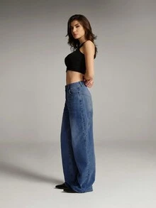 Quần Jeans Denim Phong Cách Cổ Điển Cho Nữ, Mùa Xuân Và Mùa Hè - Màu xanh lam - Xem 4