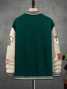 Manfinity EMRG 男式彩色块字母印花纽扣夹克 - 彩色 - 查看 2