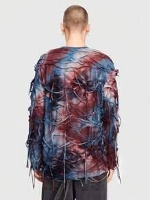 ROMWE MEN Grunge Punk 男士扎染破洞 T 恤，学校