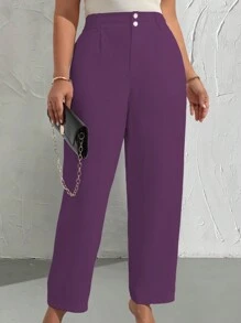 Celure 大码女式纯色口袋直筒西装裤
