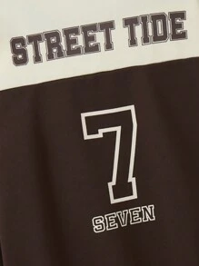 SHEIN Tween Boys' Fashionable & Sporty Casual Letter Print Pattern Contrast Color Loose Fit Sweatshirt Chic Autumn/Winter - Multicolor - View 5