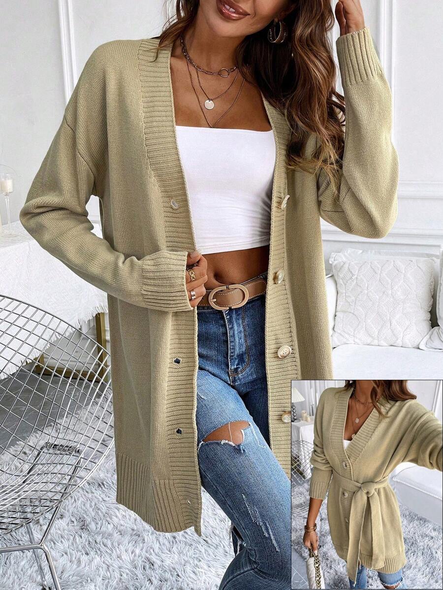 SHEIN Unity Khaki Strappy Button Front Shirt - Khaki - View 1