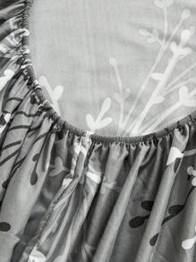 3pcs /Set Gray Leaf Branch Flower Pattern Fitted Sheet Set Without Filler, Fitted Sheet Set For Bedroom Brushed Microfiber Breathable Comfortable 1pc Mattress Cover With 2pcs Pillowcase, Bed Cover Set King Queen Full Twin Size Fitted Sheet Set For Bedroom Brushed Microfiber Breathable Comfortable Sheet Bedspread Deep Pocket Up To 11.8 Inch Breathable Wrinkle-Free Better For Sleep, Machine Washable Domitory Bedding Back School Bedding - Grey - View 4