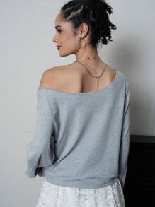 SHEIN EZwear Women's Casual Loose Fit Digital Print Long Sleeve T-Shirt, Spring & Summer