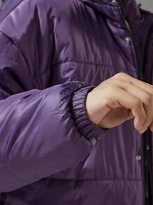 Manfinity Homme 紫色中长款男士冬季长袖连帽宽松休闲户外风衣棉服外套