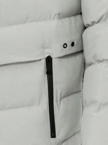 RueChic Men Patched Detail Drawstring Hooded Puffer Coat - Beige - View 5