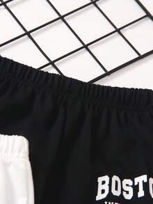 SHEIN 3 cái/bộ Quần thể thao thời trang bé trai, xám + đen + trắng, làm bằng vải dệt kim có in chữ tiếng Anh, thiết kế vừa vặn thoải mái để dễ dàng di chuyển, thích hợp cho áo phông, áo khoác, trang phục hàng ngày, đồ thể thao, đi học, du lịch vào mùa thu đông - Nhiều màu - Xem 3