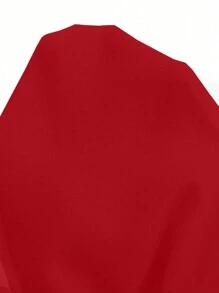 SHEIN LUNE Solid Color Pocketed Single-Button Cuff Hem Pleated Women Blazer For New Year Clothes - Red - View 6