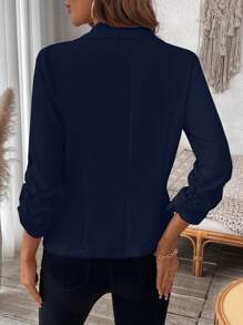 EMERY ROSE 女士翻领长袖优雅商务成熟褶皱袖口西装外套，商务休闲女士
