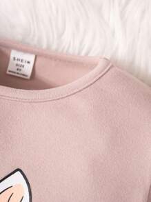 3 piezas Set de leggings con estampado de conejito lindo, camisa de manga larga y diadema para niña joven, ropa de estar en casa casual