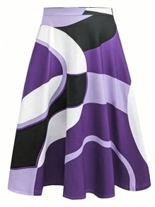 EMERY ROSE 大码女式纯色 V 领蝙蝠袖短袖上衣和几何印花 A 字下摆短裙针织套装，夏季