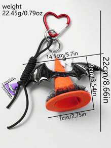 ROMWE Fairycore 1 chiếc mũ phù thủy màu cam thời trang nhiều kiểu dáng INS cho lễ Halloween có cánh bằng da màu đen, viền ren, dây rút có thể điều chỉnh, móc khóa hình trái tim, mặt dây chuyền túi xách, đồ trang trí tiệc & quà tặng Valentine - trái cam - Xem 7