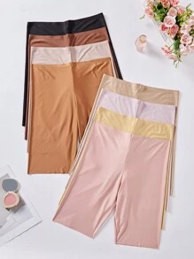 Snug Zone 8pcs Plus Size Solid Color Seamless Boxer Shorts - Multicolor - View 3