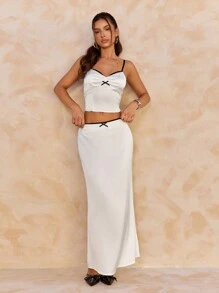 SHEIN SXY 白色礼服派对闪亮彩色丁女士两件套西装 - 白色 - 查看 5