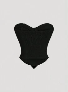 SHEIN MOD Damska bluzka typu tuba z kołnierzykiem i ozdobą w postaci muszki, w stylu college'u, w kolorze białym - Czarne - Zobacz 2