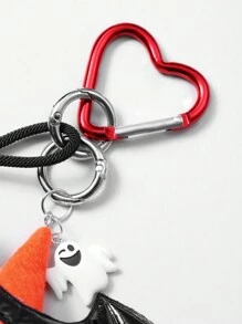 ROMWE Fairycore 1 chiếc mũ phù thủy màu cam thời trang nhiều kiểu dáng INS cho lễ Halloween có cánh bằng da màu đen, viền ren, dây rút có thể điều chỉnh, móc khóa hình trái tim, mặt dây chuyền túi xách, đồ trang trí tiệc & quà tặng Valentine - trái cam - Xem 5