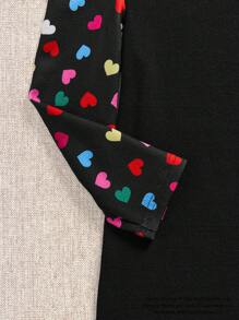 Marilyn Monroe X SHEIN Robe près du corps à manches bouffantes col montant avec imprimé cœur coloré vintage, noir - Noir - Voir 4