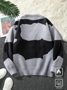 Manfinity Hypemode Áo khoác cardigan cài nút màu rộng rãi thoải mái cho nam, mùa thu đông - Xám - Xem 2