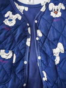 بيجامة مكونة من قميص كم طويل وبدلة وسروال مطبوع بصورة كلب لطيف لفتى 3قطع/طقم