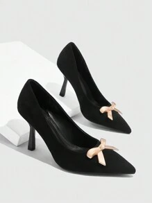 CUCCOO CHICEST Ladies Bow Decor Fashion High Heels New Year Holiday - Black - View 5