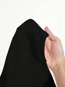 SHEIN MOD Damska bluzka typu tuba z kołnierzykiem i ozdobą w postaci muszki, w stylu college'u, w kolorze białym - Czarne - Zobacz 5