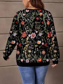 SHEIN CURVE+ Långärmad lös tröja med långärmad tröja, tröjadesign, lämplig för höst/vinter och alla hjärtans dag, kvinnor i plusstorlek - Multifärgad - Visa 5