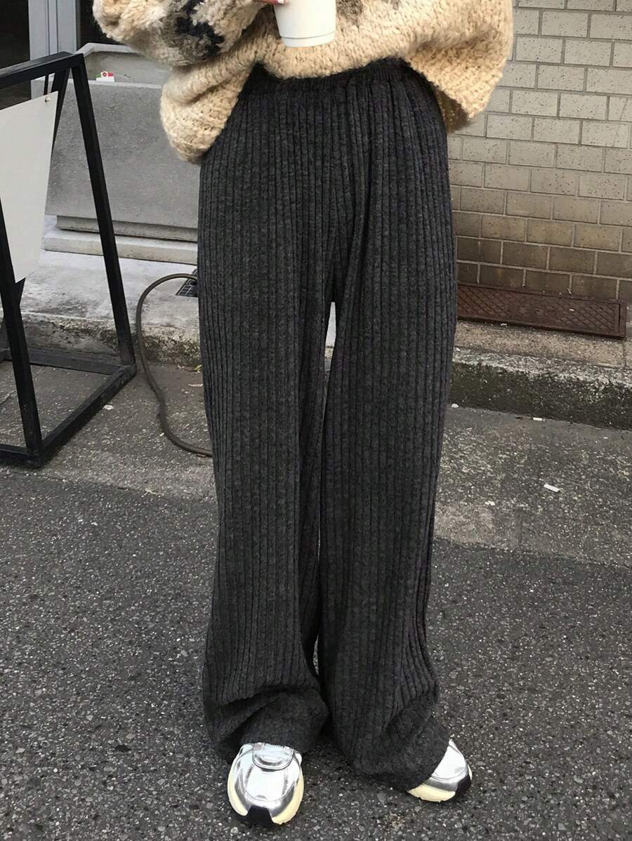 FRIFUL Women Casual Loose Solid Color Long Pants, Autumn & Winter Fleece Lined