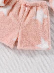 Bộ 2 món đồ trang trí tai thỏ họa tiết ngôi sao cho bé gái tuổi teen có mũ trùm đầu và quần short - Hồng - Xem 6