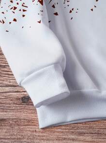 INAWLY Damen Geometrisches Muster Oversized Crew Neck Lässig Sweatshirt, Herbst/Winter Pullover - Weiss - Übersicht 3