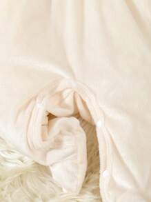 SHEIN Baby Girls' Pink Cute Velvet Long Sleeve Jumpsuit Sleepwear - Apricot - View 3