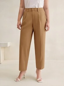BizChic Plus Size Solid Color Woven Cone Chino Pants For Casual Wear, Autumn