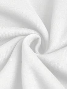 SHEIN Unity 休闲纯色保暖内衬抽绳连帽衫，秋冬，长袖上衣 - 白色 - 查看 5