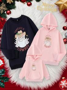 1pc Blue Casual Graphic Printed Thermal Lined Round Neck Dropped Shoulder Long Sleeve Father's Day Dad Sweatshirt, Suitable For Everyday Family Activities And Outings In Autumn/Winter