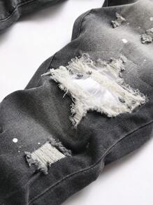 Manfinity LEGND Men's Casual Streetwear Ripped Jeans - Dark Grey - View 4