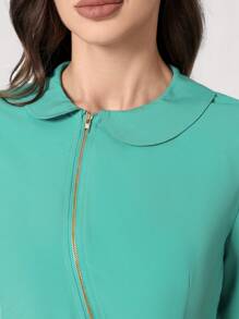 TaskEZ Bộ đồng phục gồm 2 chiếc áo và quần dài cổ tròn tay dài màu trơn có khóa kéo túi trước - màu xanh lá - Xem 5