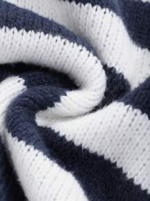 DAZY Suéter holgado informal de punto a rayas para mujer, nuevo lanzamiento de otoño - azul real - Ver 8